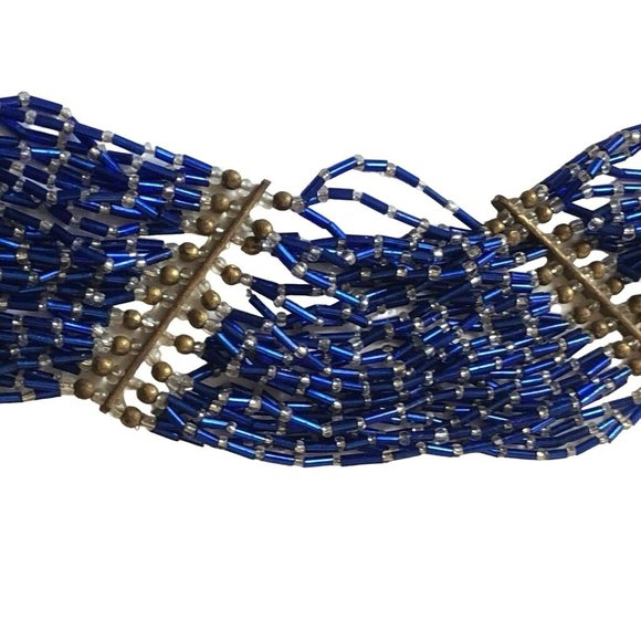 Vintage Torsade Necklace Blue Beaded 27 Inches - Picture 2 of 4